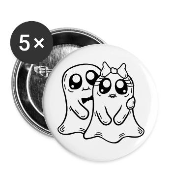 Fantômes Couple Homme Femme - Lot de 5 grands badges (56 mm) - blanc - Devant