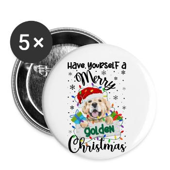 Golden Retriever Noël Golden Dog Cadeaux de Noël - Lot de 5 grands badges (56 mm) - blanc - Devant