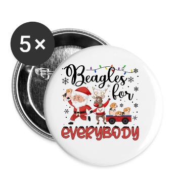Beagle Christmas Party Beagle Dog Xmas Gifts - Buttons groß 56 mm (5er Pack) - Weiß - Vorne