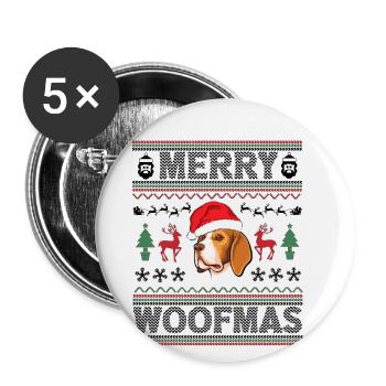 Beagle Ugly Christmas Beagle Dog Xmas Party - Buttons groß 56 mm (5er Pack) - Weiß - Vorne