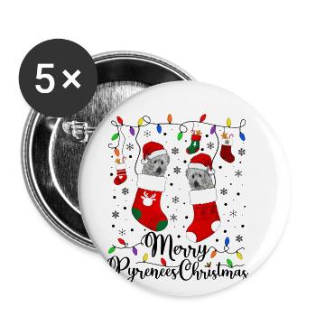 Great Pyrenees Weihnacht Goldener Hunde Geschenk - Buttons groß 56 mm (5er Pack) - Weiß - Vorne