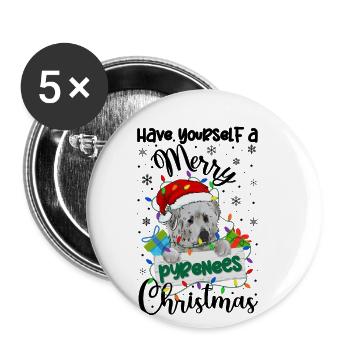 Great Pyrenees Weihnacht Goldener Hunde Geschenk - Buttons groß 56 mm (5er Pack) - Weiß - Vorne