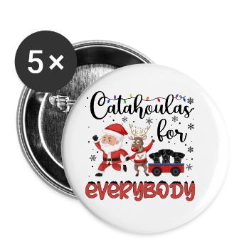 Catahoula Weihnacht Goldener Hunde Geschenk - Buttons groß 56 mm (5er Pack) - Weiß - Vorne
