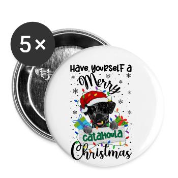 Catahoula Weihnacht Goldener Hunde Geschenk - Buttons groß 56 mm (5er Pack) - Weiß - Vorne