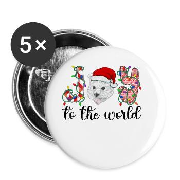 Westie Weihnacht Goldener Hunde Geschenk - Buttons groß 56 mm (5er Pack) - Weiß - Vorne