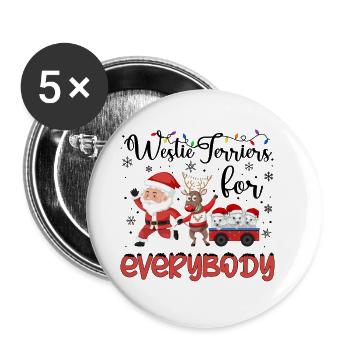 Westie Weihnacht Goldener Hunde Geschenk - Buttons groß 56 mm (5er Pack) - Weiß - Vorne