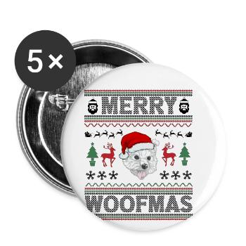 Westie Weihnacht Goldener Hunde Geschenk - Buttons groß 56 mm (5er Pack) - Weiß - Vorne
