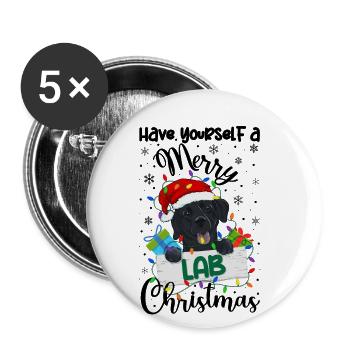 Labrador Weihnacht Goldener Hunde Geschenk - Buttons groß 56 mm (5er Pack) - Weiß - Vorne