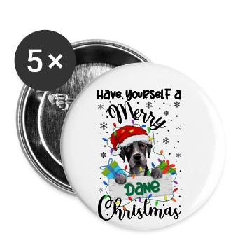 Great Dane Weihnacht Goldener Hunde Geschenk - Buttons groß 56 mm (5er Pack) - Weiß - Vorne