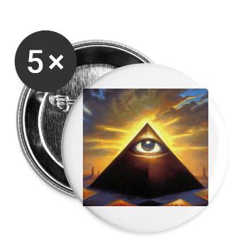 Illuminati Eye in Pyramid - Buttons large 2.2''/56 mm (5-pack) - white - Front