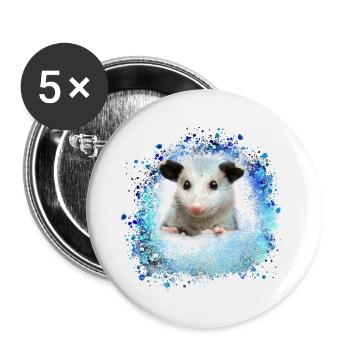 Opossum, souris, rongeur, graffiti - Lot de 5 grands badges (56 mm) - blanc - Devant