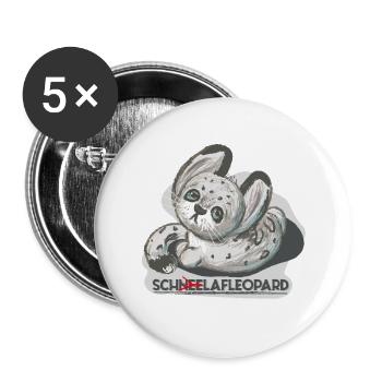 Schlafmütze Krissi, Schneeleopard - Buttons groß 56 mm (5er Pack) - Weiß - Vorne