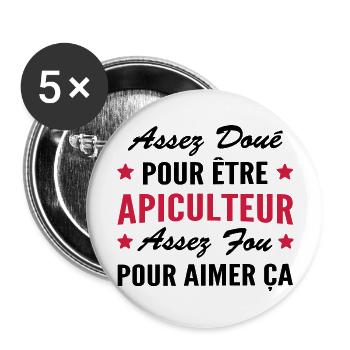 doué pour être apiculteur / humour apiculteur - Lot de 5 grands badges (56 mm) - blanc - Devant