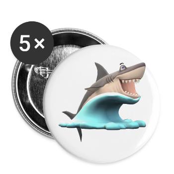 Shark Wave Water Ocean Sea - Lot de 5 grands badges (56 mm) - blanc - Devant