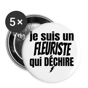 fleuriste qui déchire - Lot de 5 grands badges (56 mm) - blanc - Devant