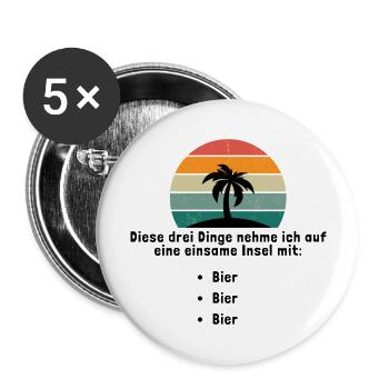 Ces trois choses que j’emmène sur une île déserte - Lot de 5 grands badges (56 mm) - blanc - Devant