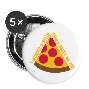 pizza thinks about me - Buttons large 2.2''/56 mm (5-pack) - white - Front