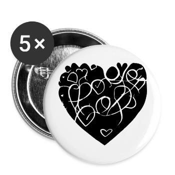 Heart Symbol Love Cute Hearts Pink Drawing Vector - Buttons large 2.2''/56 mm (5-pack) - white - Front