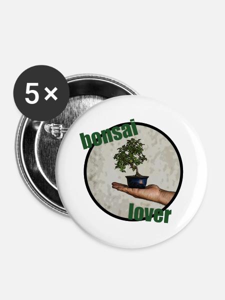 Bonsai-Liebhaber - Buttons groß 56 mm (5er Pack) - Weiß