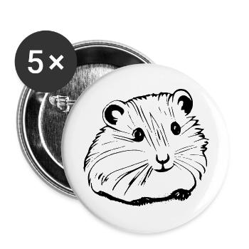 Hamster süß Tier Nagetier Tiere lustig Haustier 3 - Buttons groß 56 mm (5er Pack) - Weiß - Vorne