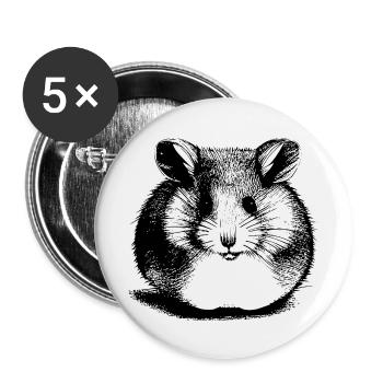 Hamster süß Tier Nagetier Tiere lustig Haustier 11 - Buttons groß 56 mm (5er Pack) - Weiß - Vorne