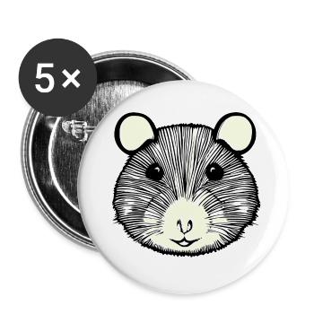 Hamster süß Tier Nagetier Tiere lustig Haustier 6 - Buttons groß 56 mm (5er Pack) - Weiß - Vorne