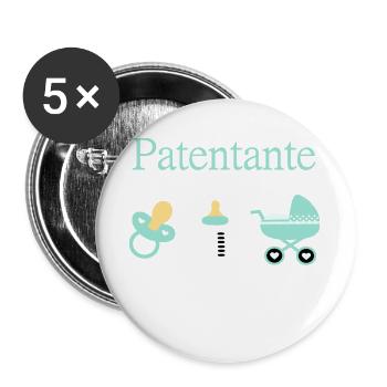 Patentante Taufe Geburt Junge - Buttons groß 56 mm (5er Pack) - Weiß - Vorne