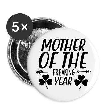 Mère de l’année effrayante - Lot de 5 grands badges (56 mm) - blanc - Devant