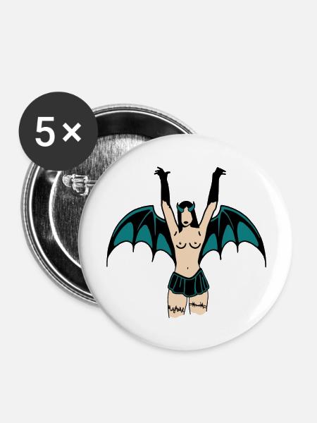 Dämon - Buttons groß 56 mm (5er Pack) - Weiß