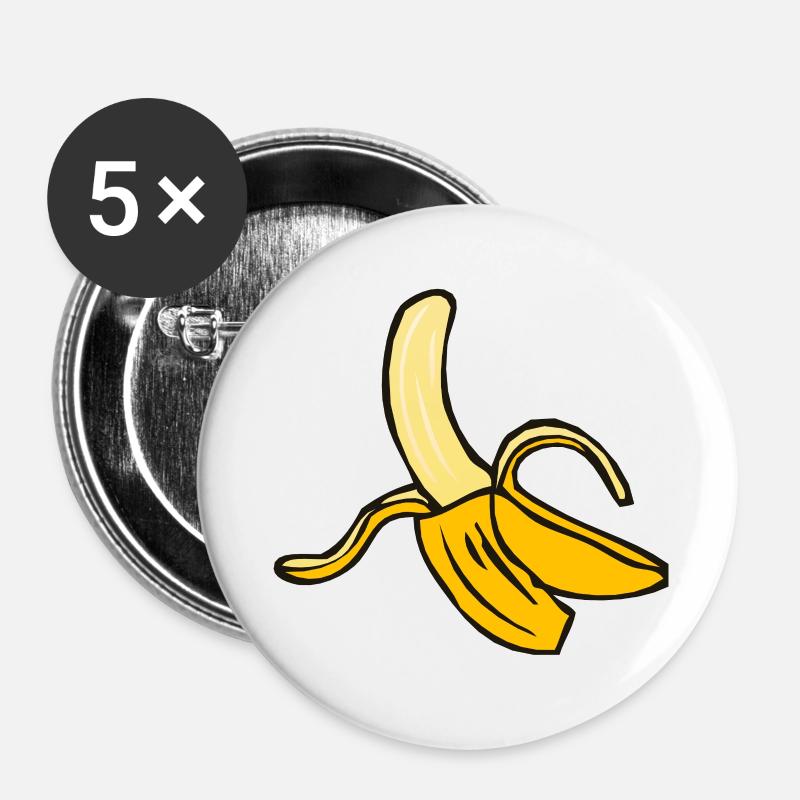 Banane 10 A - Buttons groß 56 mm (5er Pack) - Weiß
