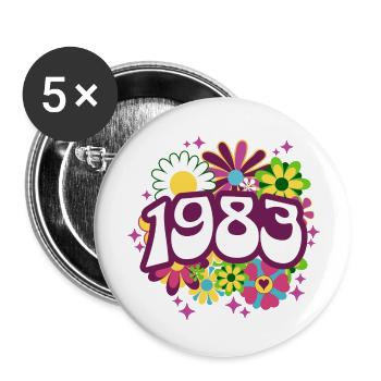 Fête Anniversaire Femme 1983 40 Ans Anniversaire - Lot de 5 grands badges (56 mm) - blanc - Devant