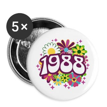Birthday Party Woman 1988 35 years anniversary - Buttons large 2.2''/56 mm (5-pack) - white - Front