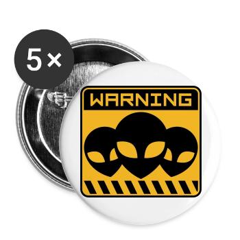 Warning Alien Design Shield - Buttons large 2.2''/56 mm (5-pack) - white - Front
