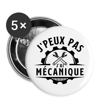 Mécanicien mécanique - Lot de 5 grands badges (56 mm) - blanc - Devant