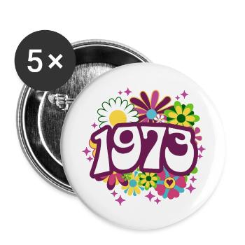 Geburtstagsparty Frau 1973 50-jähriges Jubiläum - Buttons groß 56 mm (5er Pack) - Weiß - Vorne