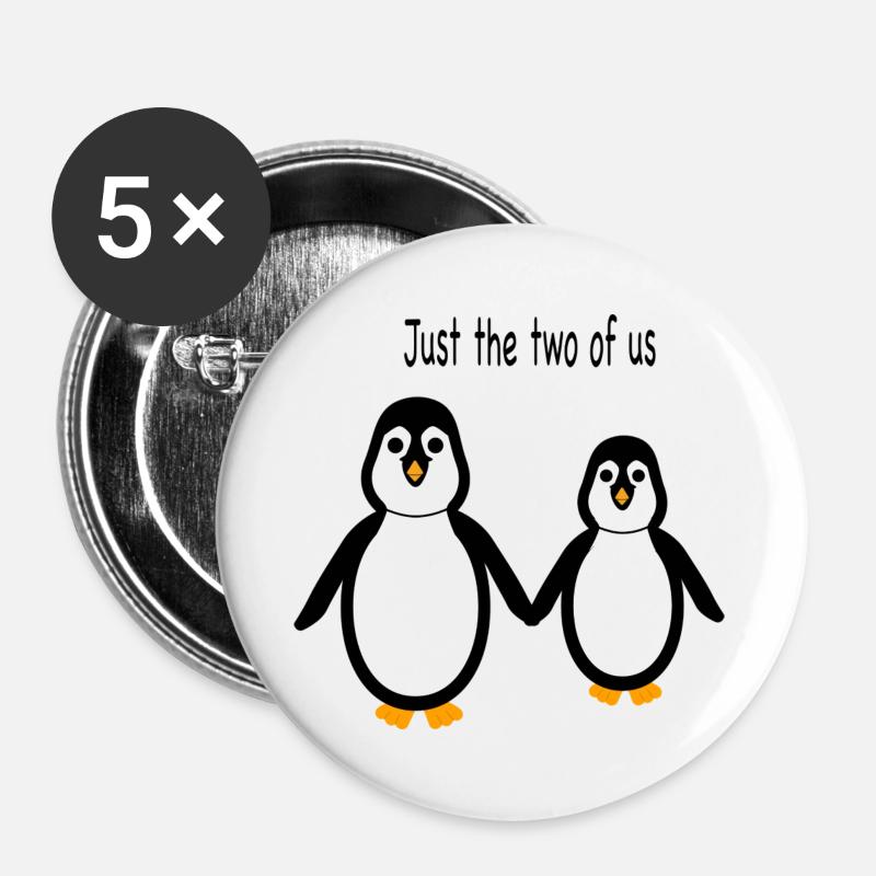 Penguin - Two of us - Buttons large 2.2''/56 mm (5-pack) - white
