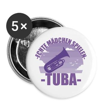 Tuba Musikerin Instrument Mädchen Geschenk - Buttons groß 56 mm (5er Pack) - Weiß - Vorne