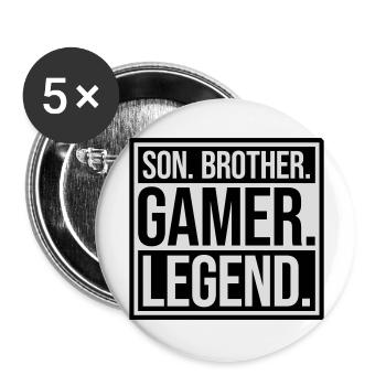 son brother gamer legend - Buttons groß 56 mm (5er Pack) - Weiß - Vorne
