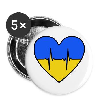 Cœur d’Ukraine - Lot de 5 grands badges (56 mm) - blanc - Devant