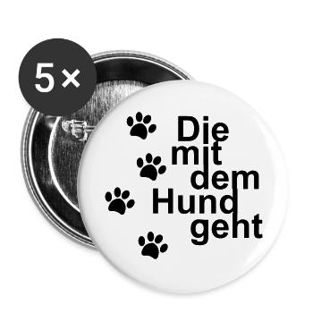 Dog Hund - Buttons groß 56 mm (5er Pack) - Weiß - Vorne