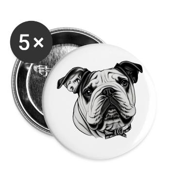 Bulldog français chien anglais 5 - Lot de 5 grands badges (56 mm) - blanc - Devant