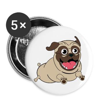 Nacho the Pug - Buttons groß 56 mm (5er Pack) - Weiß - Vorne