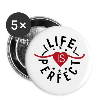 life is perfect - Buttons large 2.2''/56 mm (5-pack) - white - Front