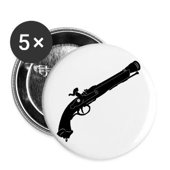 Pirate pistol - Buttons large 2.2''/56 mm (5-pack) - white - Front