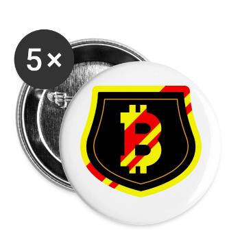 Bitcoin Trading Crypto Aktien - Buttons groß 56 mm (5er Pack) - Weiß - Vorne