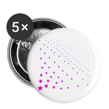 Pink Stars Pink Gift Idea - Buttons large 2.2''/56 mm (5-pack) - white - Front