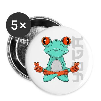 Frosch Yoga - Buttons groß 56 mm (5er Pack) - Weiß - Vorne