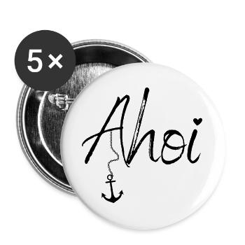 Maritime Mode mit Ahoi und Anker - Buttons groß 56 mm (5er Pack) - Weiß - Vorne