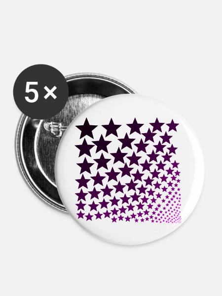 Sterne lila rosa Geschenkidee - Buttons groß 56 mm (5er Pack) - Weiß