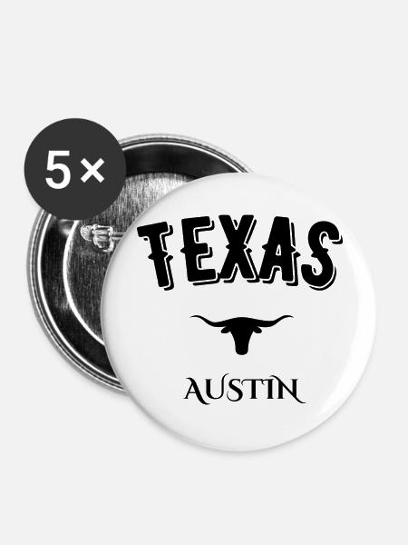 Texas Austin - Buttons groß 56 mm (5er Pack) - Weiß
